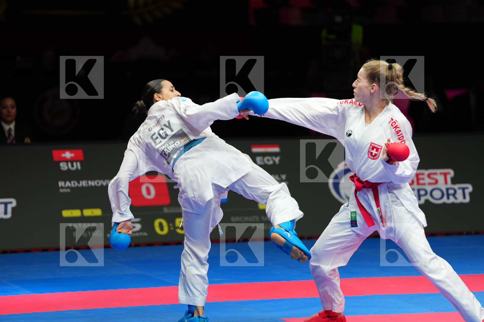 RADJENOVIC NINA (SWITZERLAND) vs ALY NOURSIN (EGYPT) in Female Kumite -61 Kg - Bronze Bout
