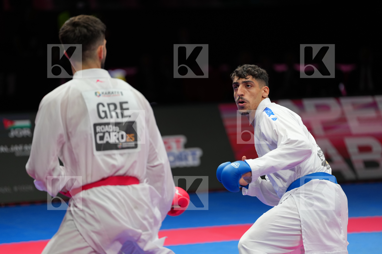 MASTROGIANNIS KONSTANTINOS (GREECE) vs ALJAFARI MOHAMMAD (JORDAN) in Male Kumite -84 Kg - Final Bout