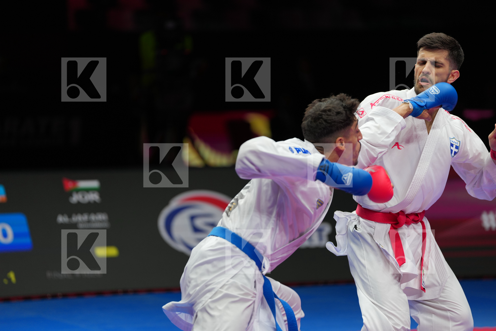 MASTROGIANNIS KONSTANTINOS (GREECE) vs ALJAFARI MOHAMMAD (JORDAN) in Male Kumite -84 Kg - Final Bout
