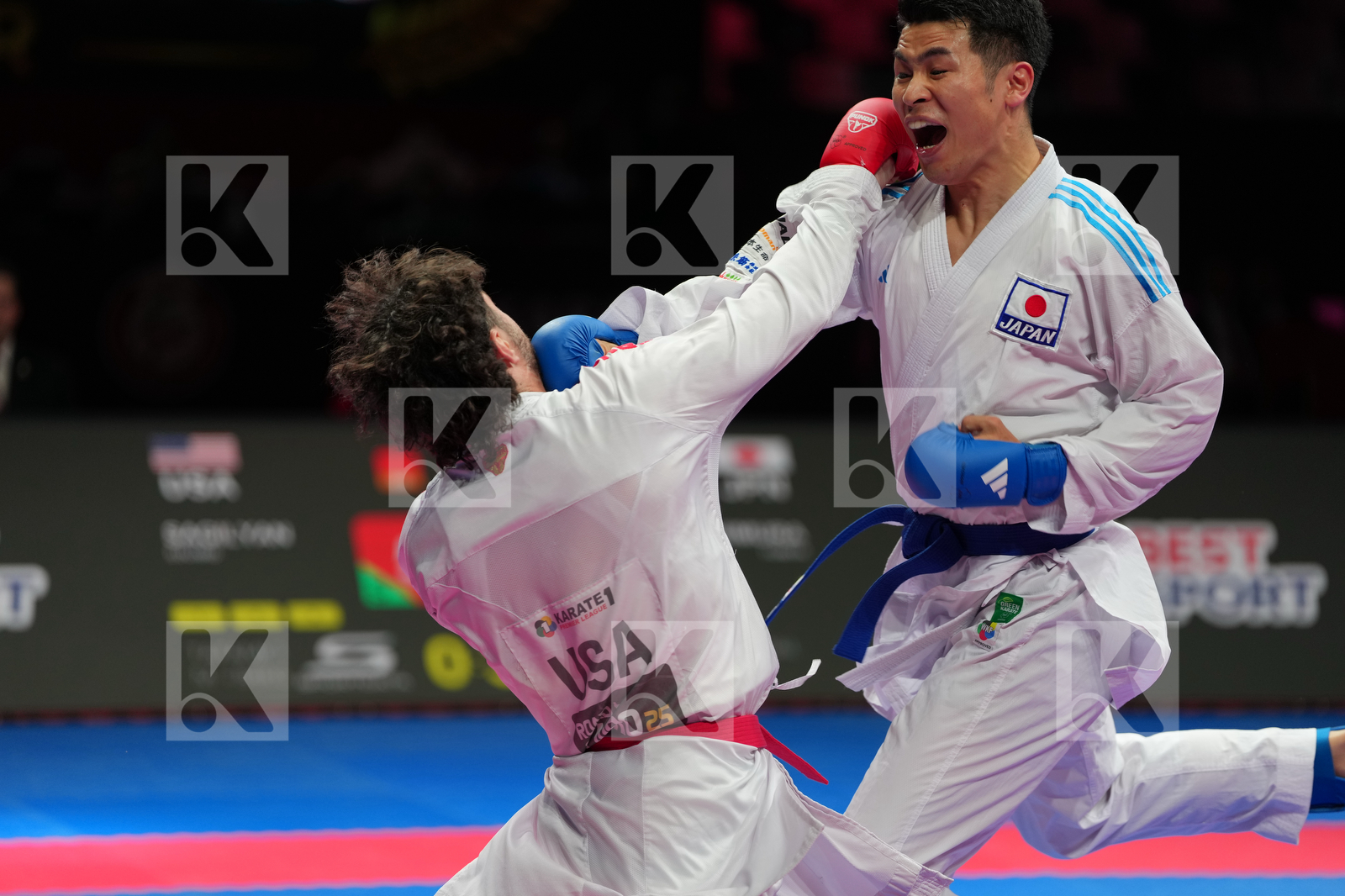 SAGILYAN EDUARD (USA) vs YOSHIMURA FUMIYA (JAPAN) in Male Kumite 84+ Kg - Bronze Bout