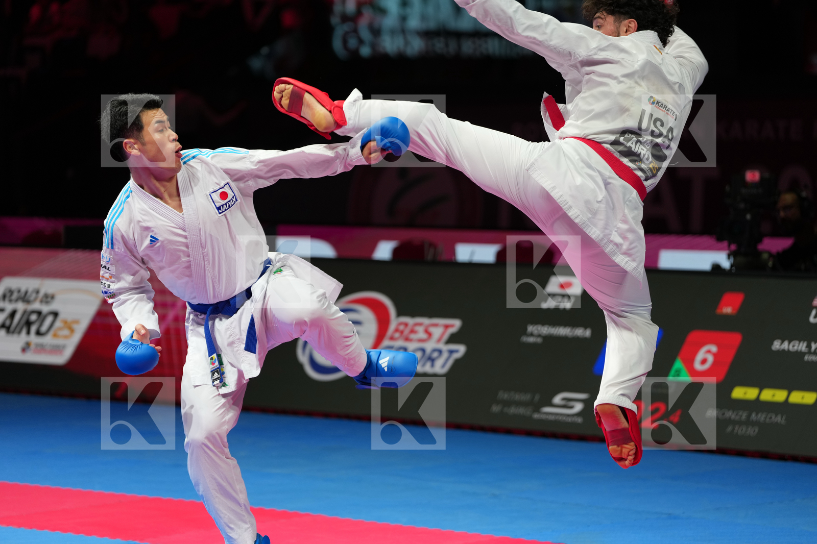 SAGILYAN EDUARD (USA) vs YOSHIMURA FUMIYA (JAPAN) in Male Kumite 84+ Kg - Bronze Bout