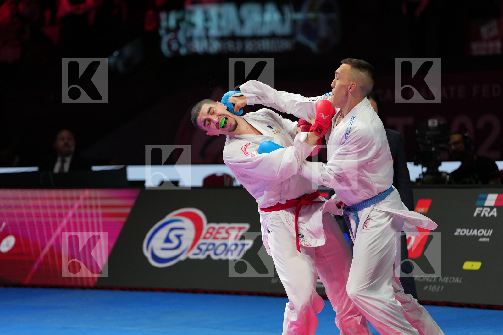 ZOUAOUI AMIR (FRANCE) vs TESANOVIC DJORDJE (SERBIA) in Male Kumite 84+ Kg - Bronze Bout