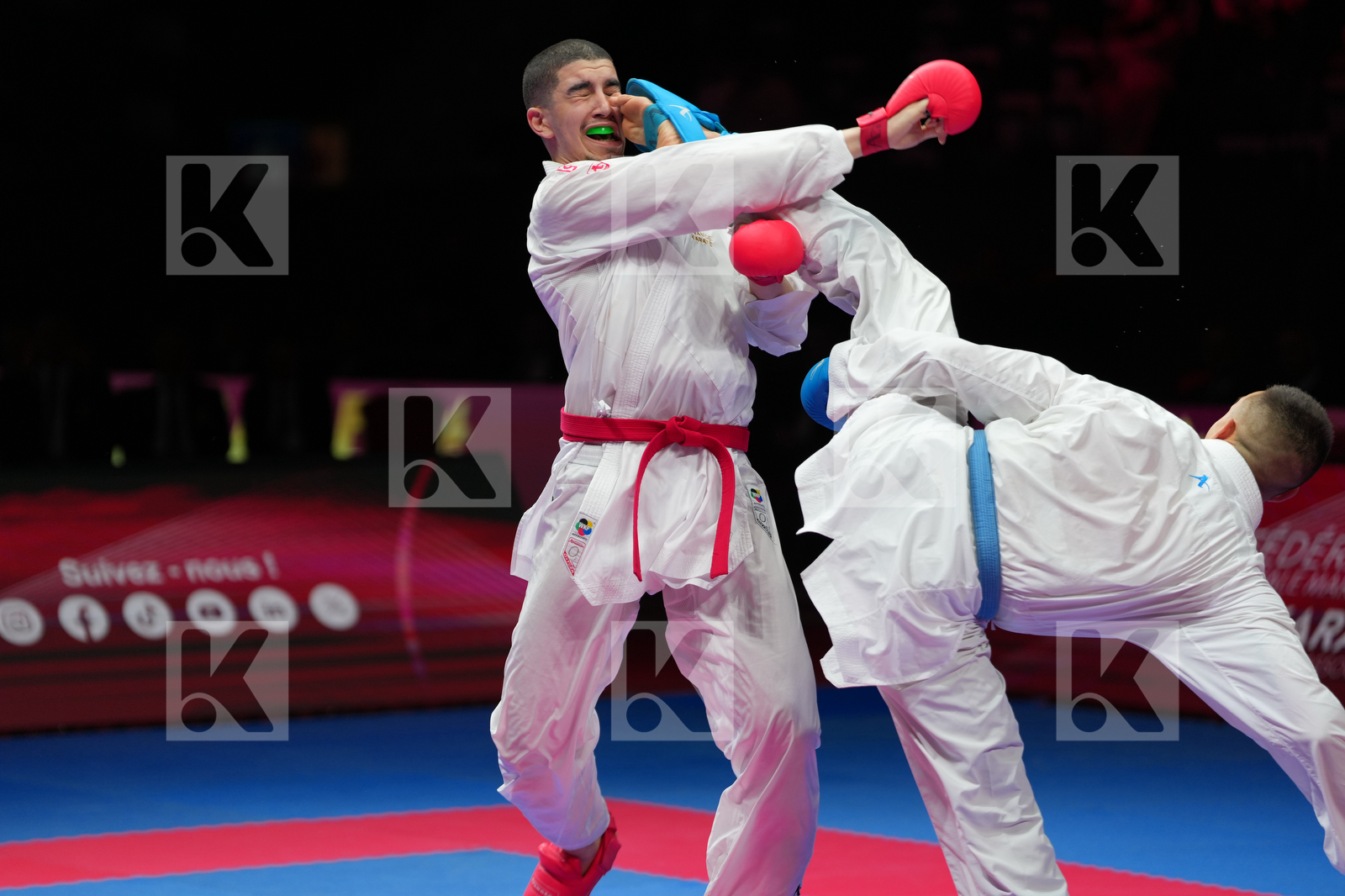 ZOUAOUI AMIR (FRANCE) vs TESANOVIC DJORDJE (SERBIA) in Male Kumite 84+ Kg - Bronze Bout