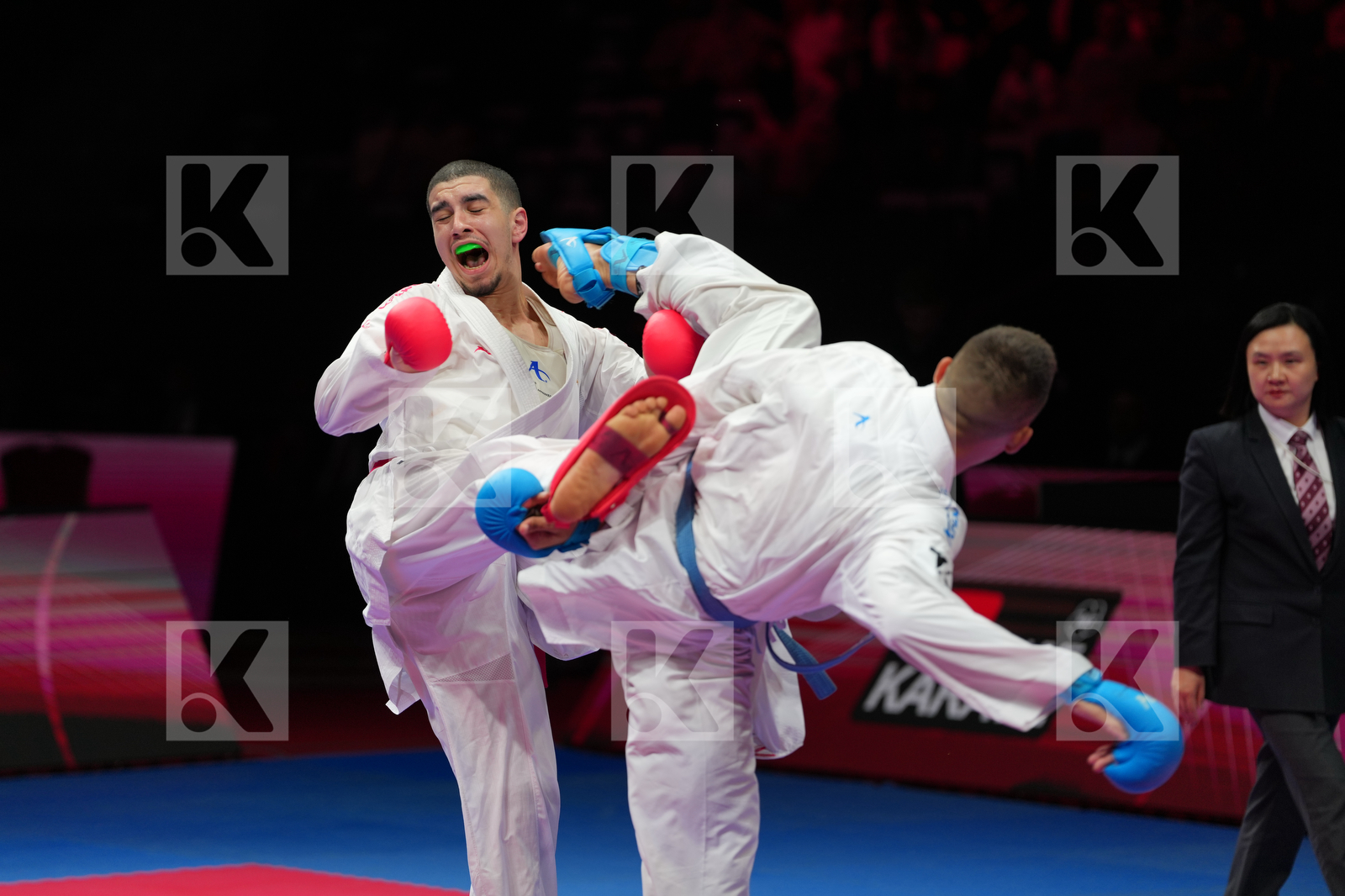 ZOUAOUI AMIR (FRANCE) vs TESANOVIC DJORDJE (SERBIA) in Male Kumite 84+ Kg - Bronze Bout
