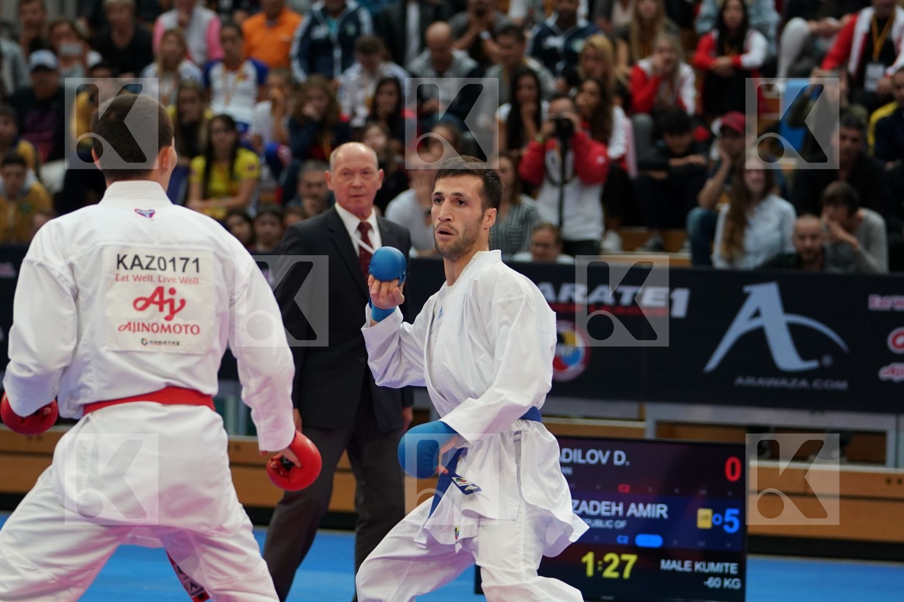 ASSADILOV DARKHAN (KAZAKHSTAN) vs MEHDIZADEH AMIR (IRAN) in Senior Kumite -60 Kg - Bronze bout