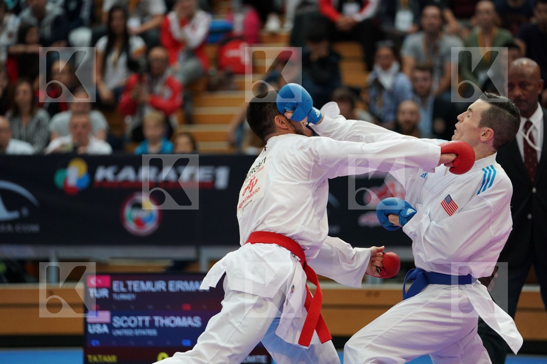 ELTEMUR ERMAN (TURKEY) vs SCOTT THOMAS (UNITED STATE) in Senior Kumite Ð 75 Kg - Bronze bout
