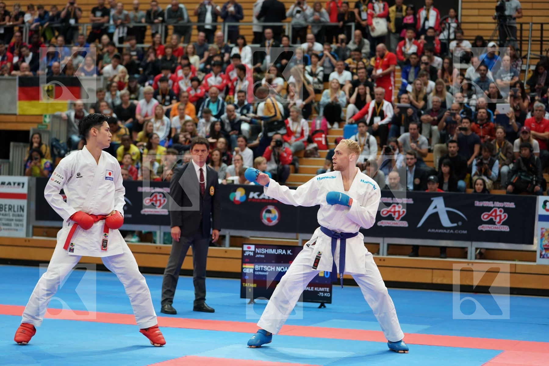 NISHIMURA KEN (JAPAN) vs BITSCH NOAH (GERMANY) in Senior Kumite Ð 75 Kg - Bronze bout