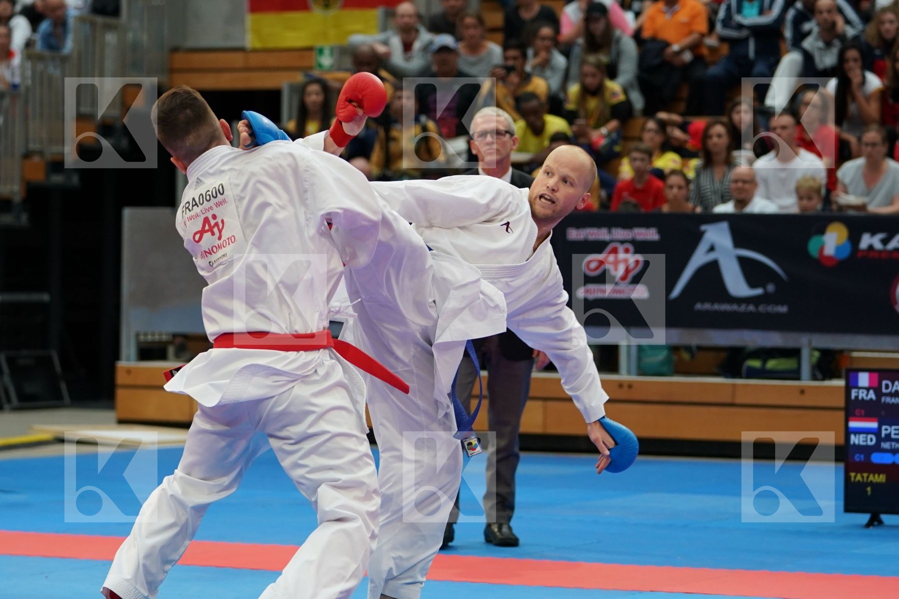 DA COSTA JESSIE (FRANCE) vs PETERSEN TIMOTHY (NETHERLANDS) in Senior Kumite Ð 84 Kg - Bronze bout