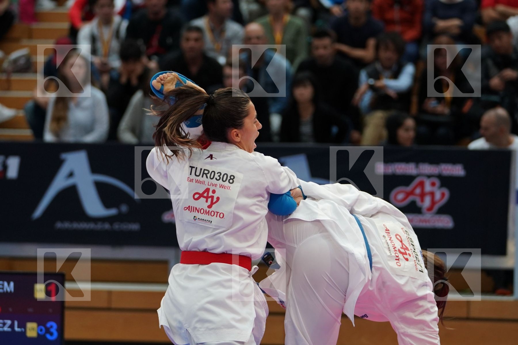 HOCAOGLU MELTEM (TURKEY ) vs PALACIO GONZALEZ LAURA (SPAIN) in Senior Kumite 68+ Kg - Bronze bout