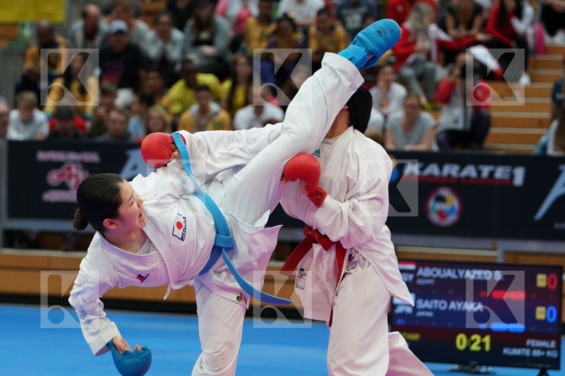 ABOUALYAZED SHYMAA (EGYPT) vs SAITO AYAKA (JAPAN) in Senior Kumite 68+ Kg - Bronze bout