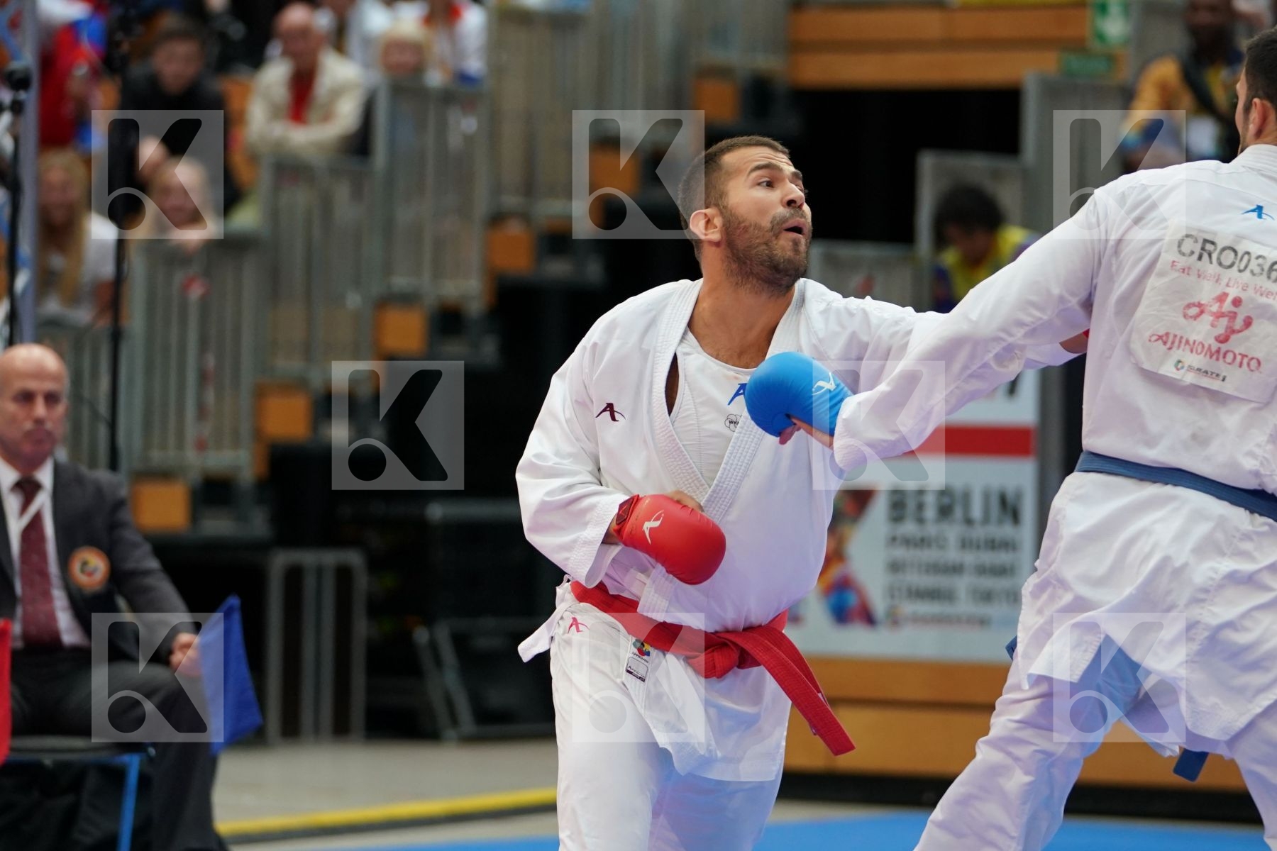 NISHEVCI HEROLIND (KOSOVO) vs KVESIC ANDJELO (CROATIA) in Senior Kumite 84+ Kg - Bronze bout