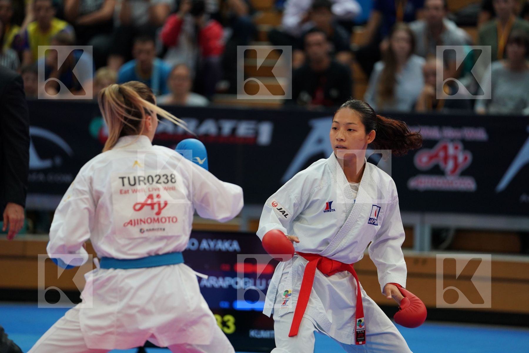 TADANO AYAKA (JAPAN) vs OZCELIK ARAPOGLU SERAP (TURKEY) in Senior Kumite -50 Kg - Gold bout