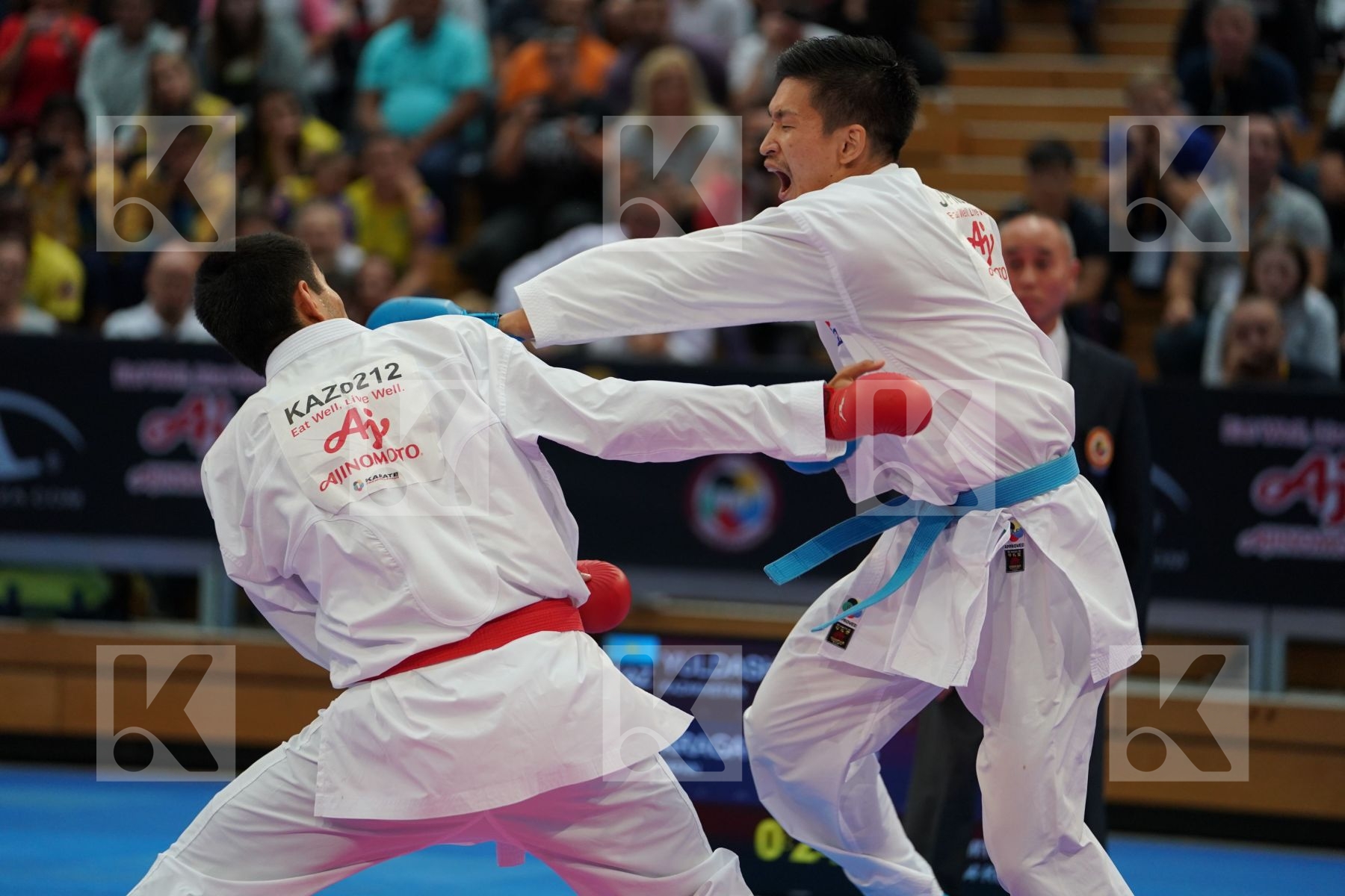 YULDASHEV DANIYAR (KAZAKHSTAN) vs ARAGA RYUTARO (JAPAN) in Senior Kumite Ð 84 Kg - Gold bout