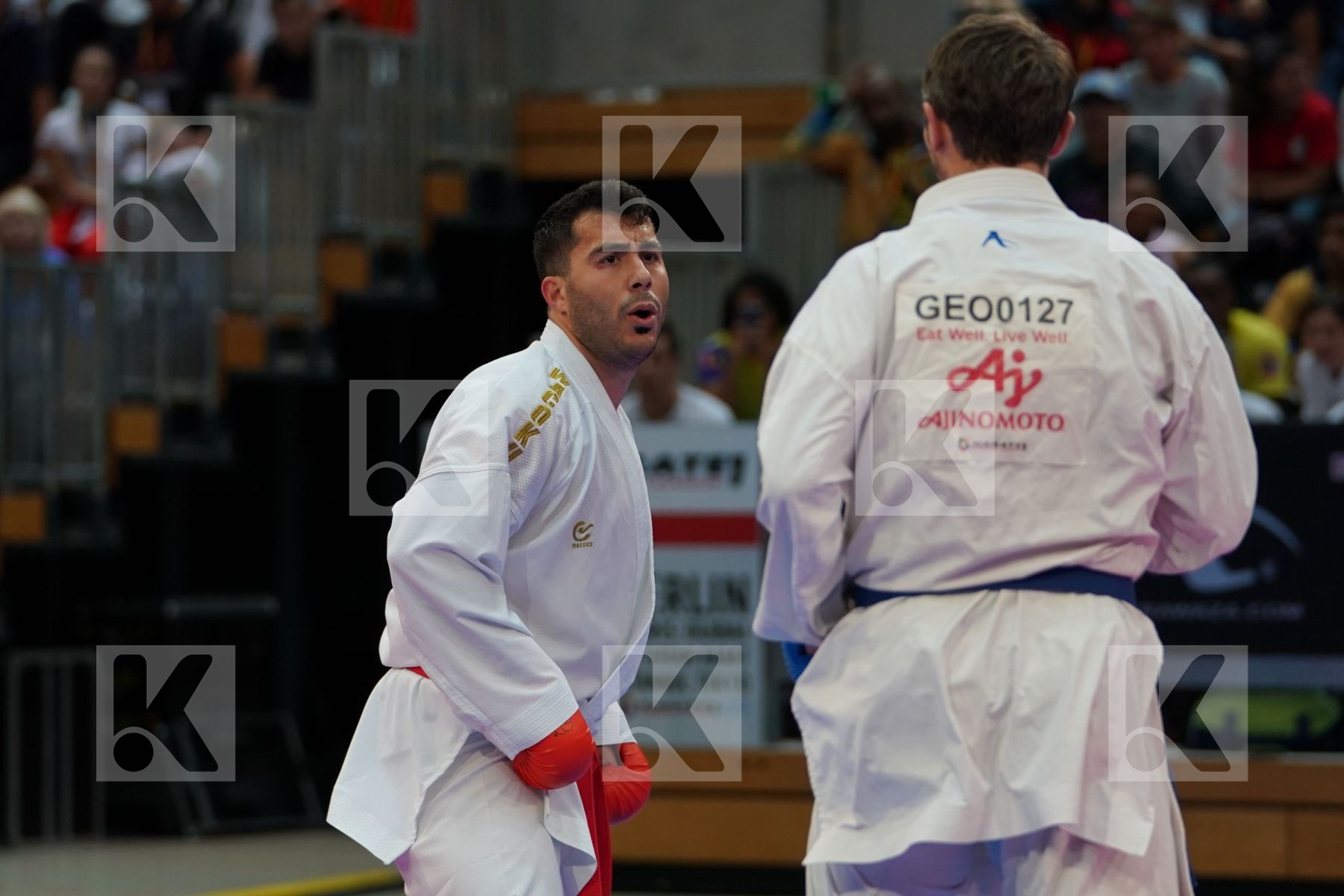 GANJZADEH SAJAD (IRAN) vs ARKANIA GOGITALIA (GEORGIA) in Senior Kumite 84+ Kg - Gold bout