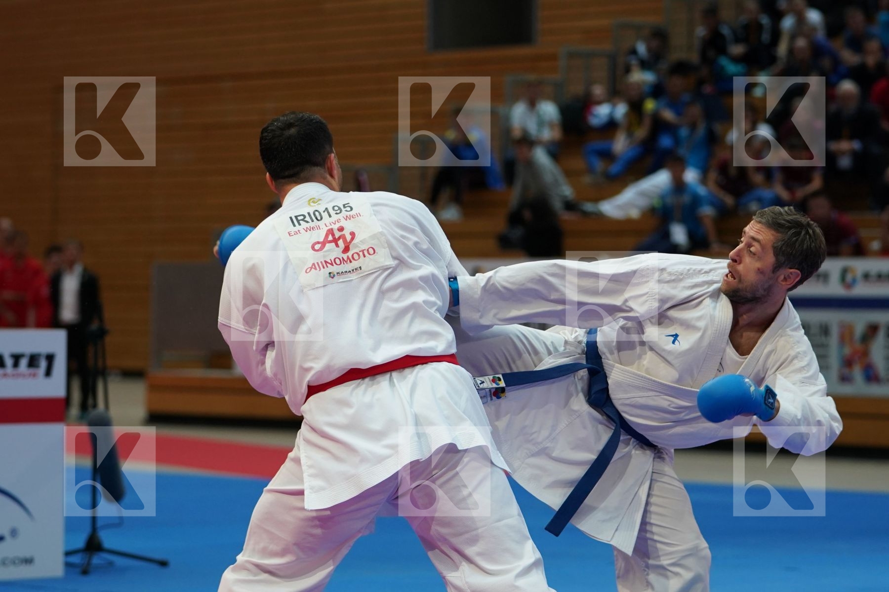 GANJZADEH SAJAD (IRAN) vs ARKANIA GOGITALIA (GEORGIA) in Senior Kumite 84+ Kg - Gold bout
