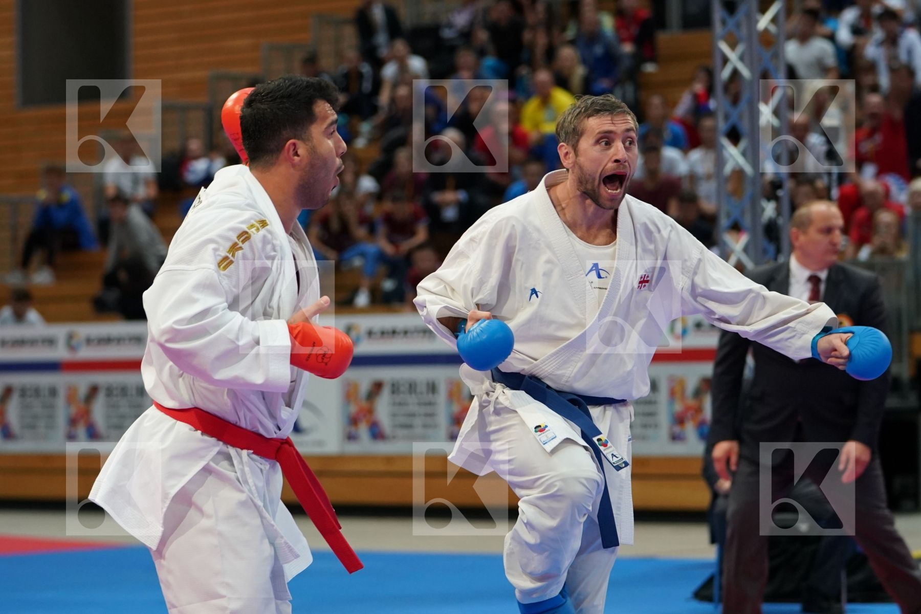 GANJZADEH SAJAD (IRAN) vs ARKANIA GOGITALIA (GEORGIA) in Senior Kumite 84+ Kg - Gold bout