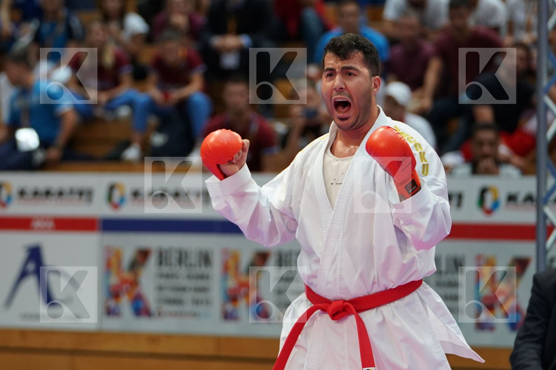 GANJZADEH SAJAD (IRAN) vs ARKANIA GOGITALIA (GEORGIA) in Senior Kumite 84+ Kg - Gold bout