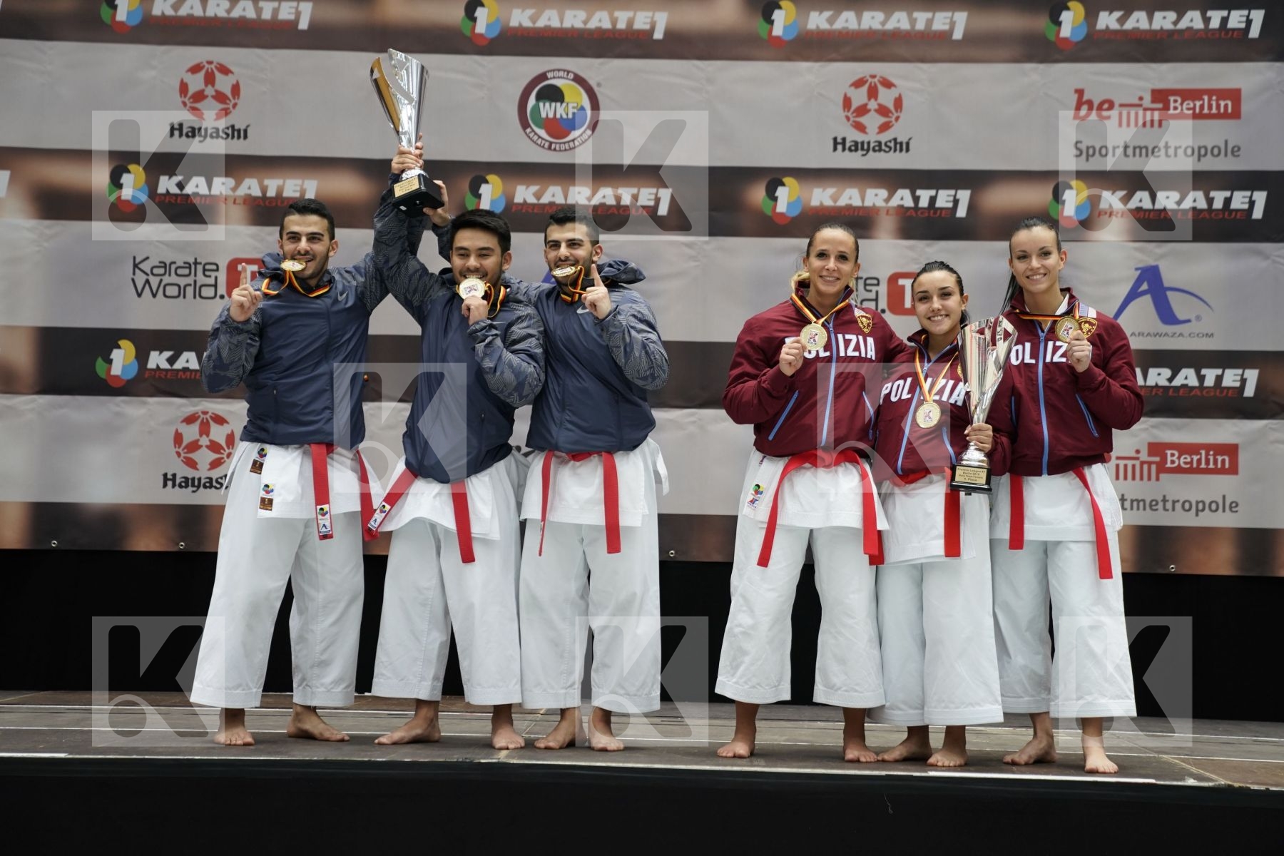 All gold medalist kata team  - podium ceremony