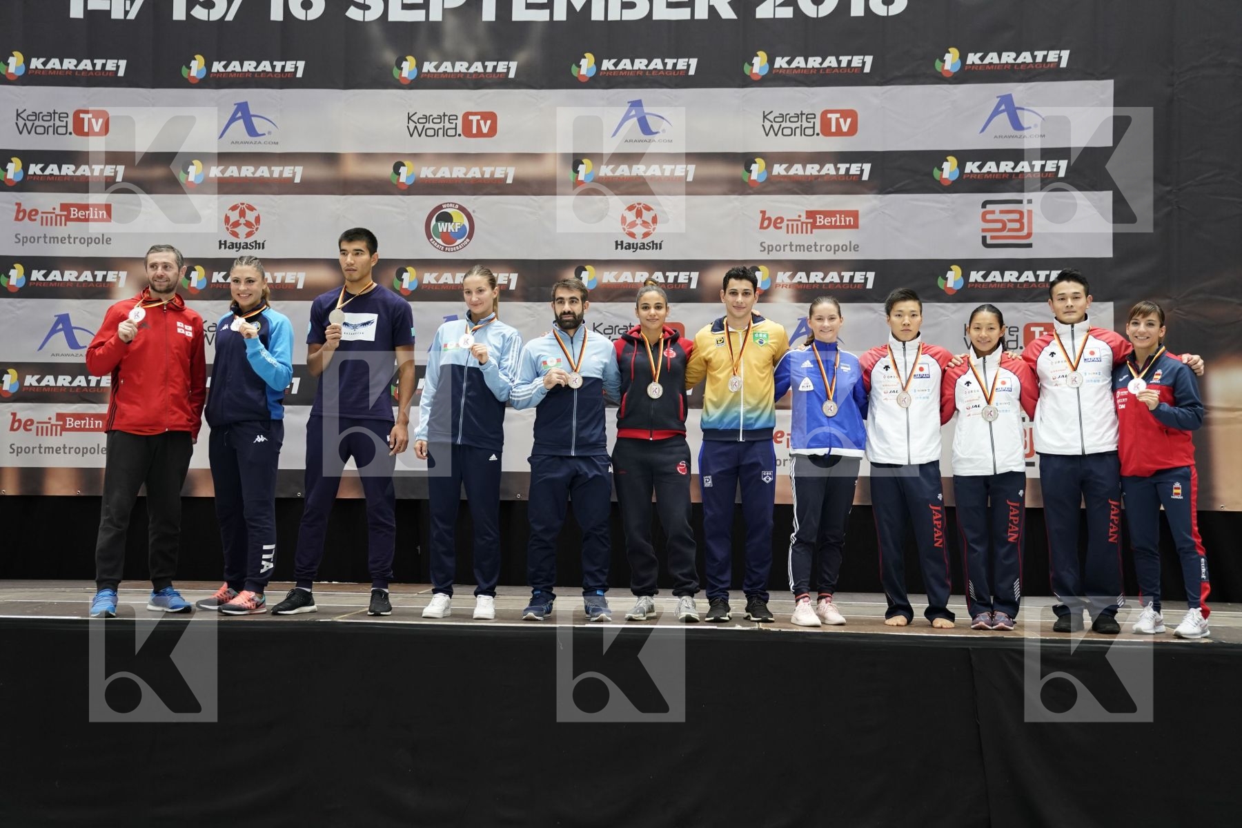 All silver medalist Kumite and kata  - podium ceremony