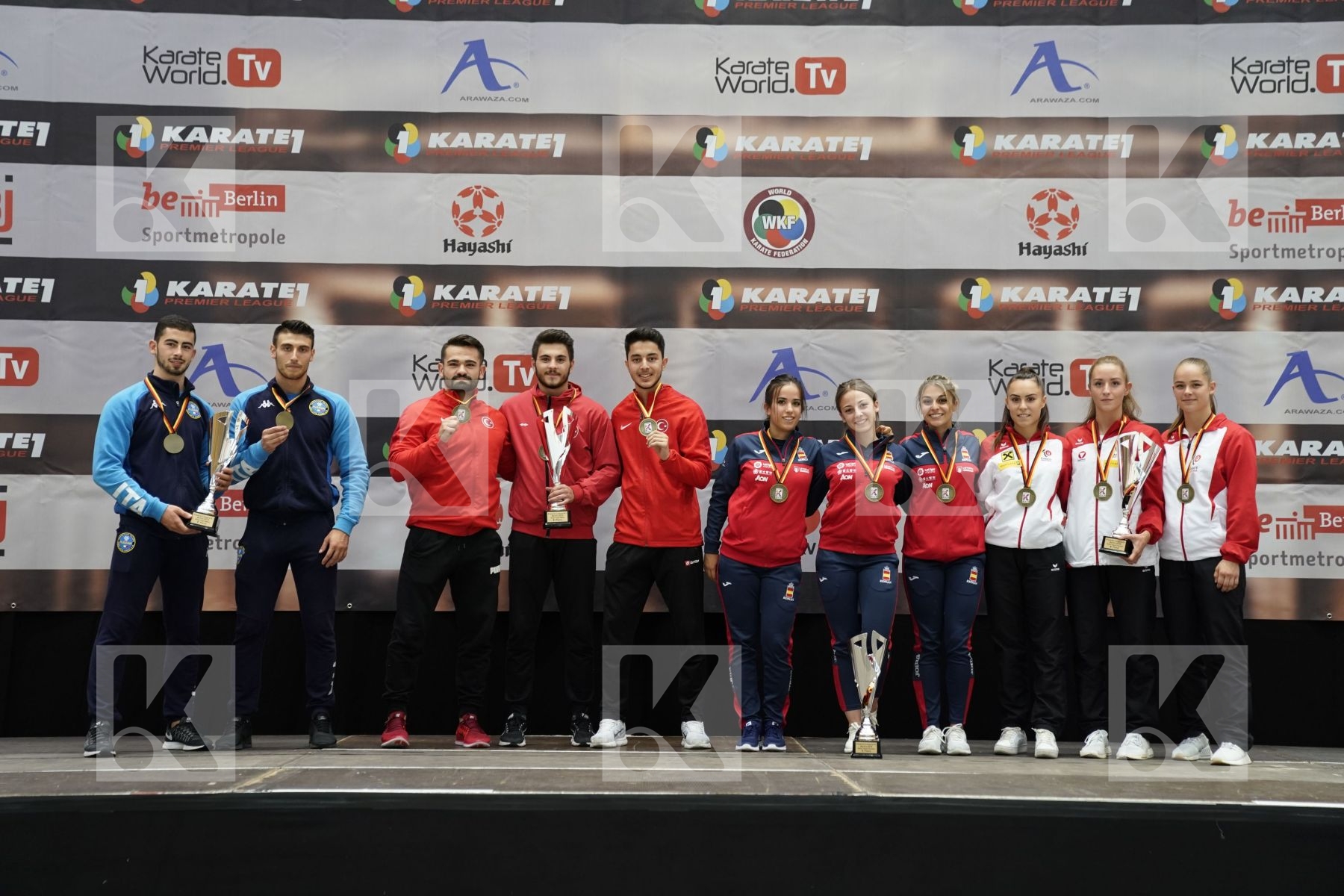 All bronze medalist kata team - podium ceremony