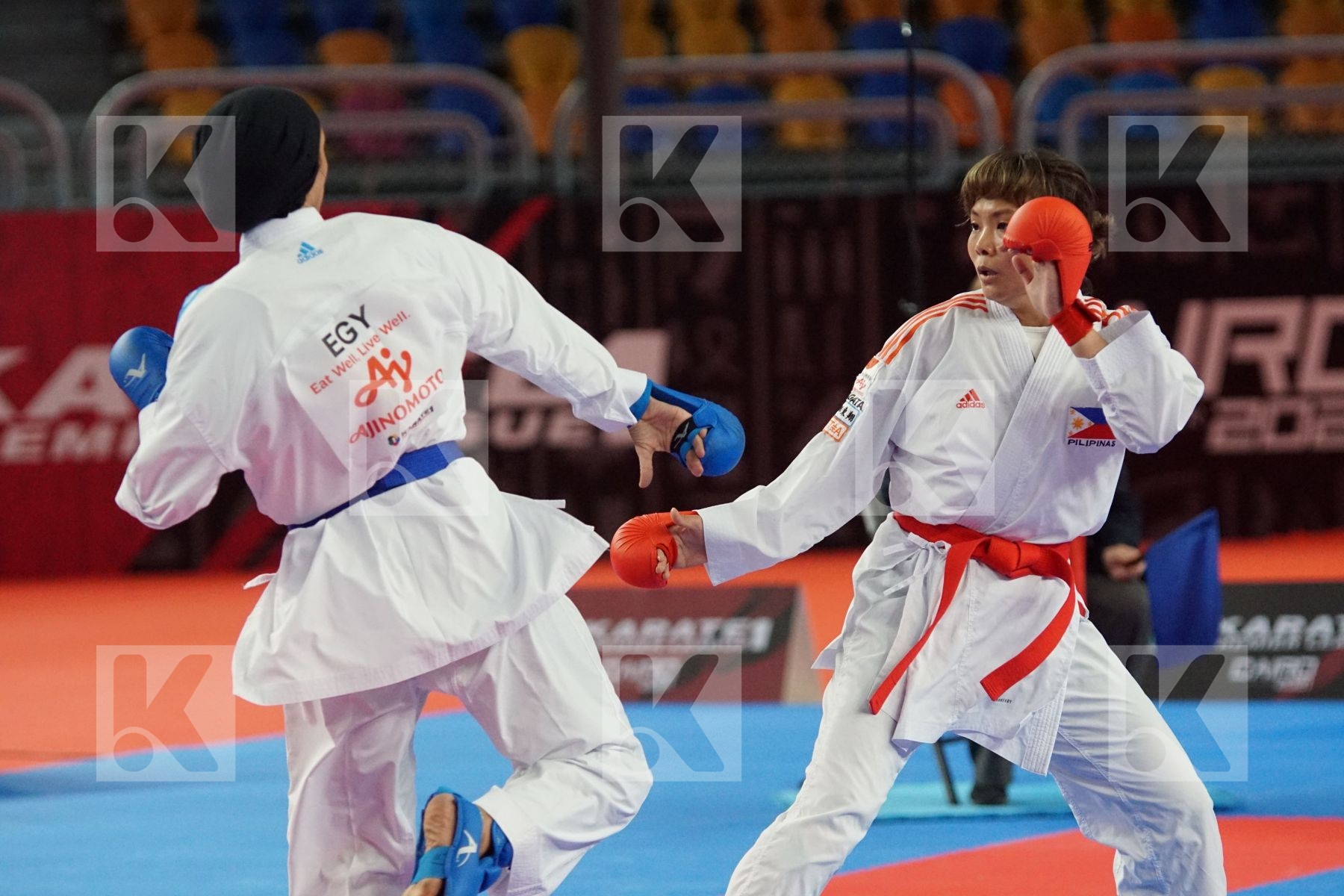 Junna TSUKII (PHILIPPINES) vs (Areeg RASHED (EGYPT) in Female Kumite -50 Kg - Gold bout