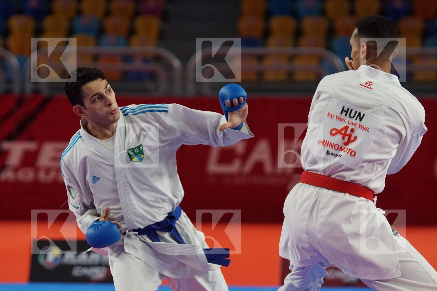 Yves Martial TADISSI (HUNGARY) vs (Vincius FIGUERA (BRAZIL) in Male Kumite -67 Kg - Gold bout