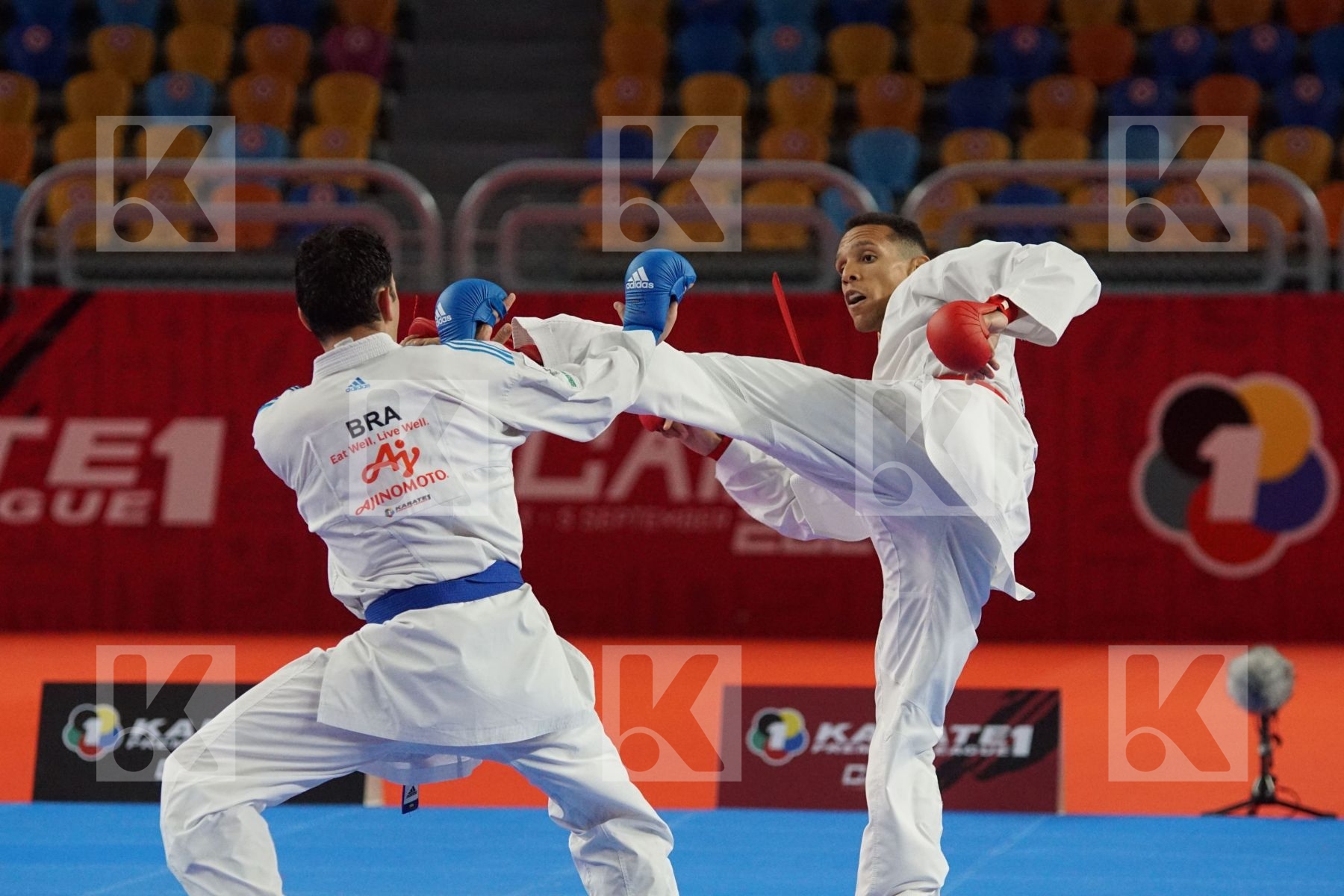 Yves Martial TADISSI (HUNGARY) vs (Vincius FIGUERA (BRAZIL) in Male Kumite -67 Kg - Gold bout
