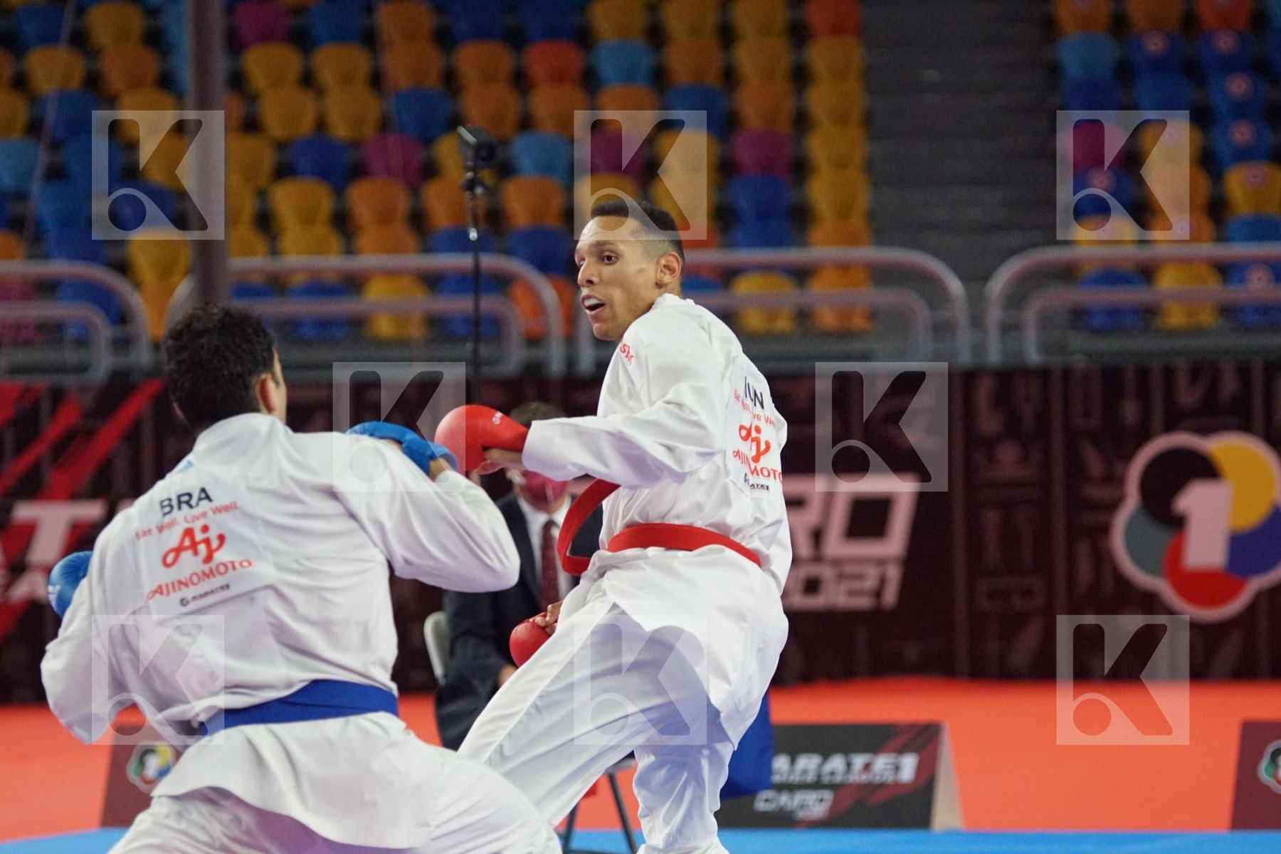 Yves Martial TADISSI (HUNGARY) vs (Vincius FIGUERA (BRAZIL) in Male Kumite -67 Kg - Gold bout