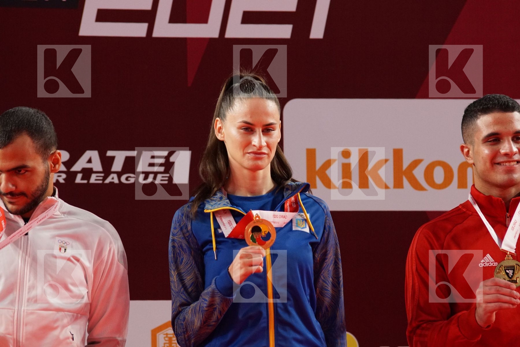 Halyna MELNIK (UKRAINE) in Female Kumite -68 Kg - Podium