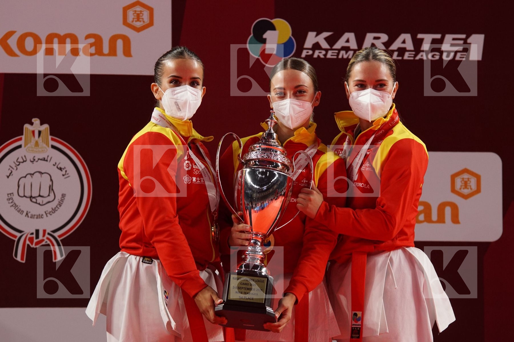 Maria LOPEZ PINTADO (SPAIN) vs (Lidia RODRIGUEZ ENCABO (SPAIN) vs (Raquel ROY RUBIO (SPAIN) in Female Team Kata - Podium