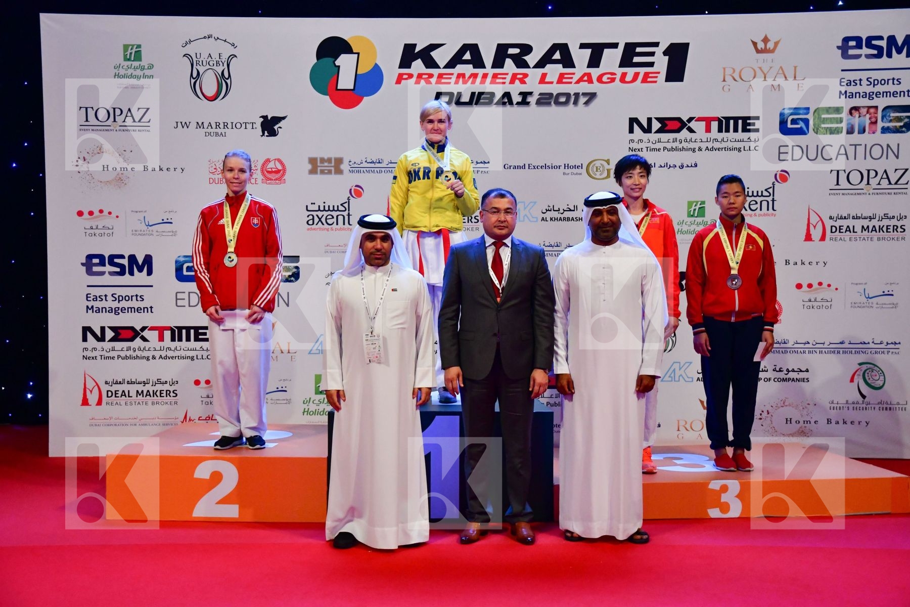 China Female kumite -61 kg podium Serogina Anita Slovakia Suchan