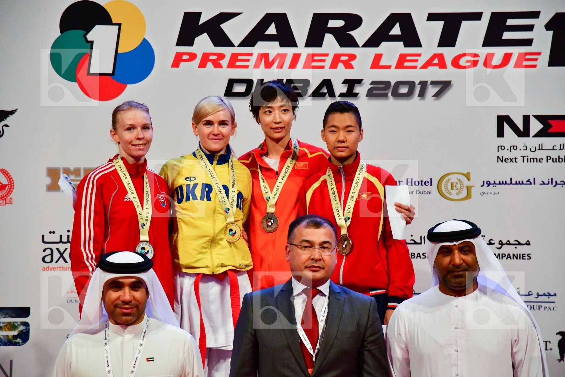 China Female kumite -61 kg podium Serogina Anita Slovakia Suchan