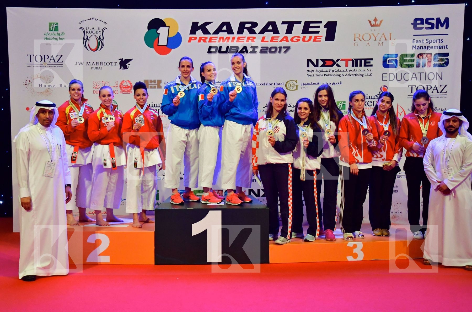 Croatia Female team kata Fijlkam National Team Italy podium Spai