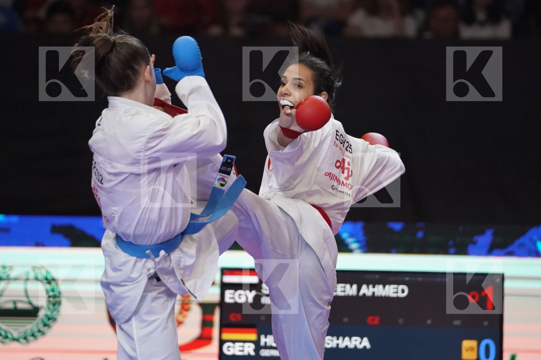 SALAMA REEM AHMED (EGYPT) VS HUBRICH SHARA (GERMANY) in Senior Kumite -50 Kg - Bronze bout