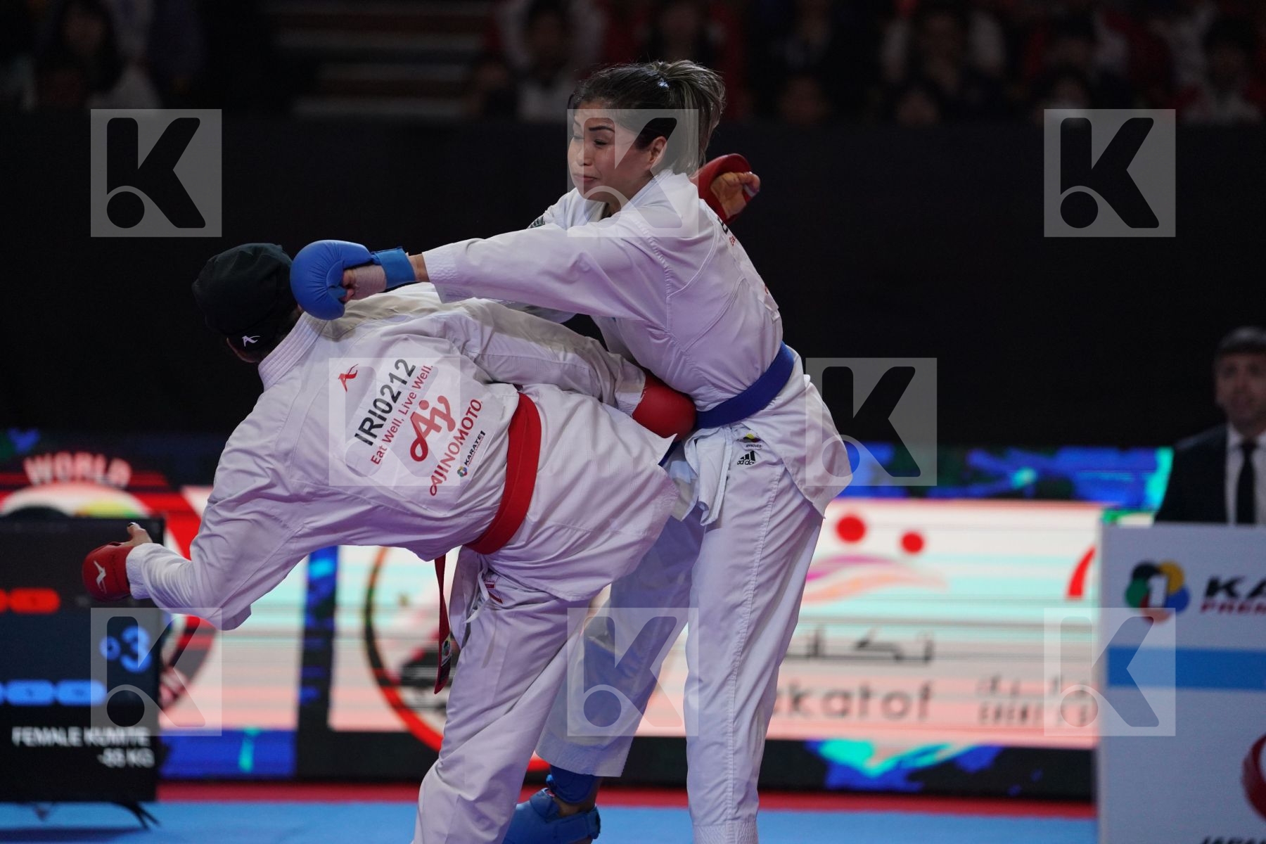 KHAKSAR TARAVAT (ISLAMIC REPUBLIC OF IRAN) VS KUMIZAKI VALERIA (BRAZIL) in Senior Kumite -55 Kg - Bronze bout