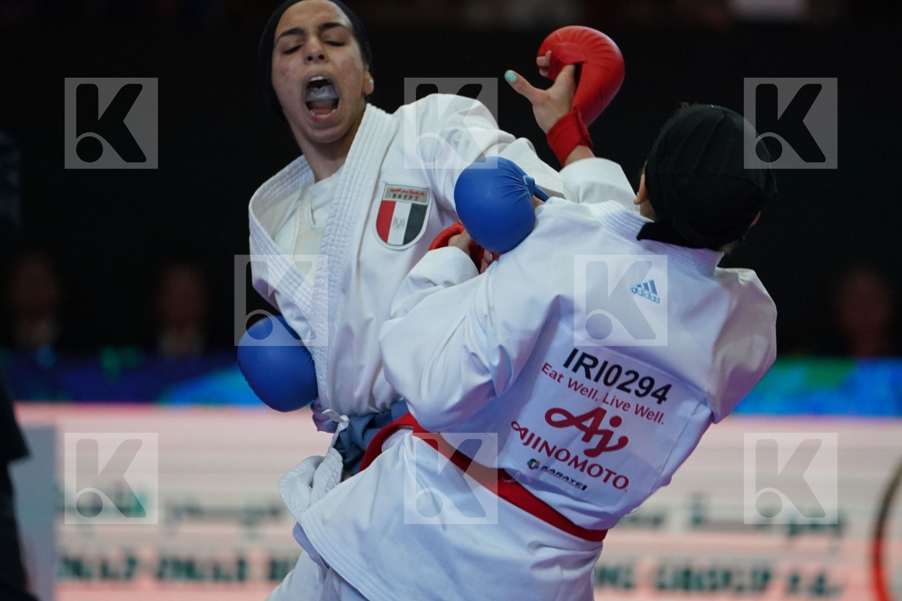CHALAKI FATEMEH (ISLAMIC REPUBLIC OF IRAN) VS ELSHAFI SALMA (EGYPT) in Senior Kumite -55 Kg - Bronze bout