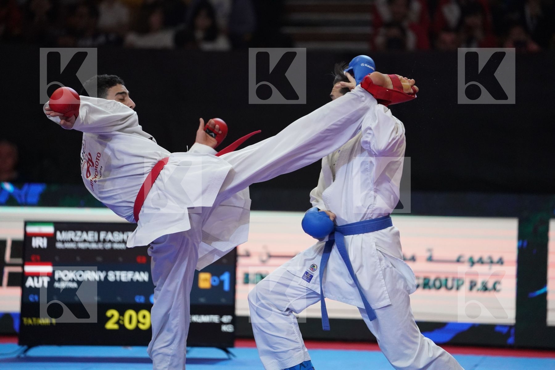 MIRZAEI FASHTALI AMIR REZA (ISLAMIC REPUBLIC OF IRAN) VS POKORNY STEFAN (AUSTRIA) in Senior Kumite -67 Kg - Bronze bout