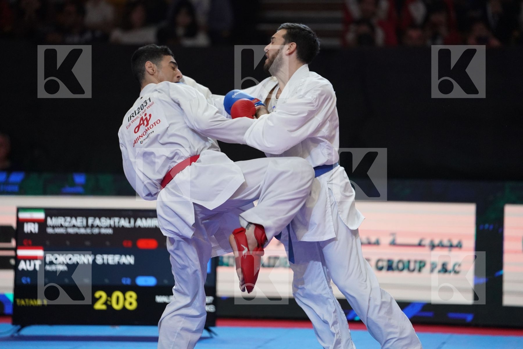 MIRZAEI FASHTALI AMIR REZA (ISLAMIC REPUBLIC OF IRAN) VS POKORNY STEFAN (AUSTRIA) in Senior Kumite -67 Kg - Bronze bout