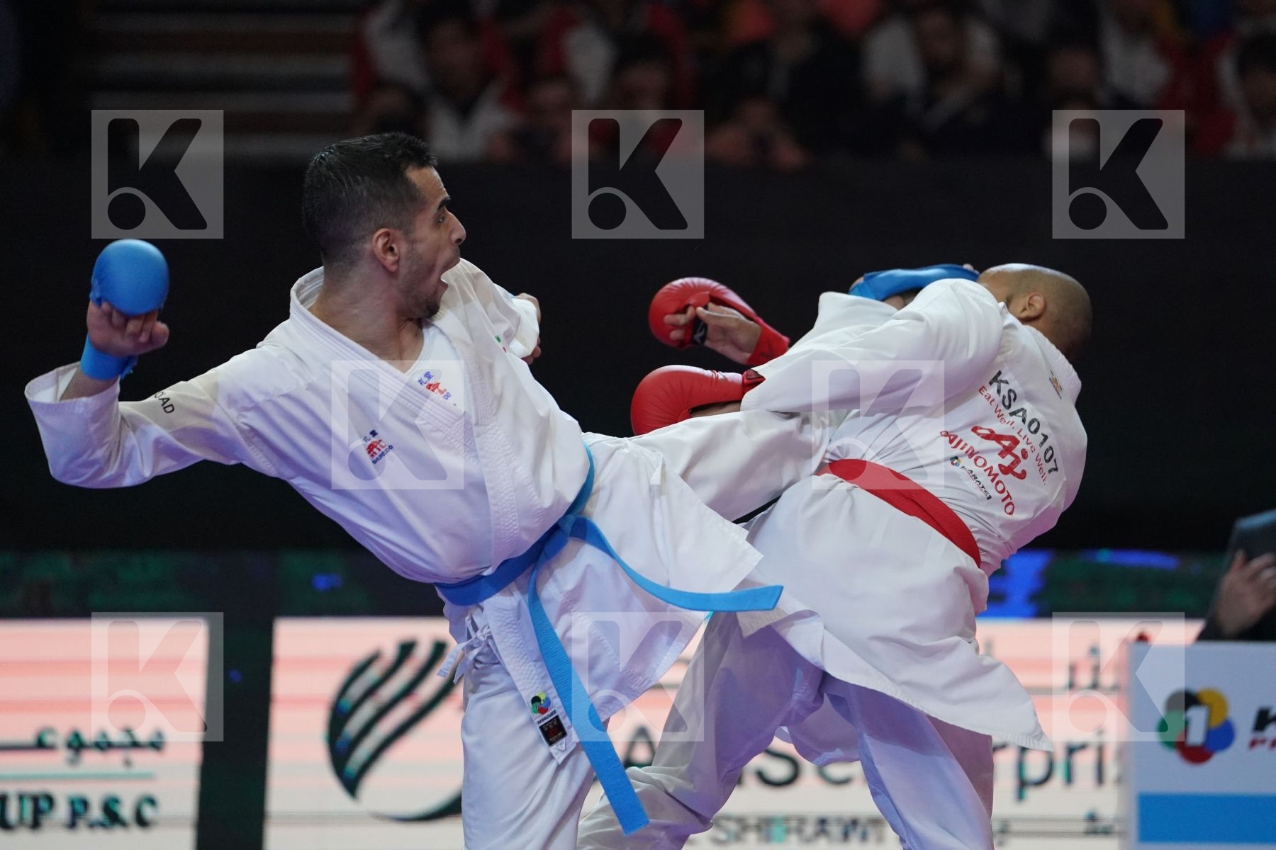 ALKHATHAMI FAHAD (SAUDI ARABIA) VS DERAFSHIPOUR HAMOON (ISLAMIC REPUBLIC OF IRAN) in Senior Kumite -67 Kg - Bronze bout