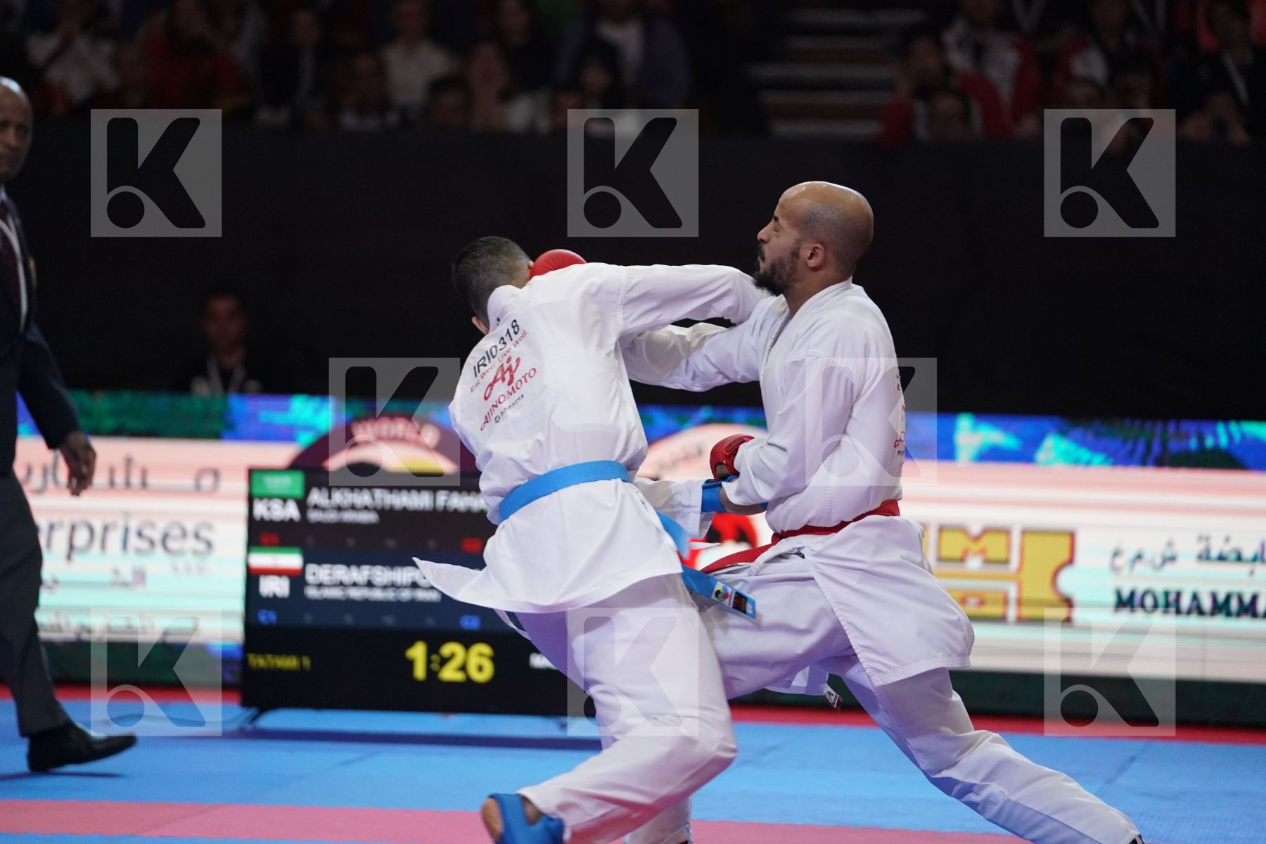 ALKHATHAMI FAHAD (SAUDI ARABIA) VS DERAFSHIPOUR HAMOON (ISLAMIC REPUBLIC OF IRAN) in Senior Kumite -67 Kg - Bronze bout