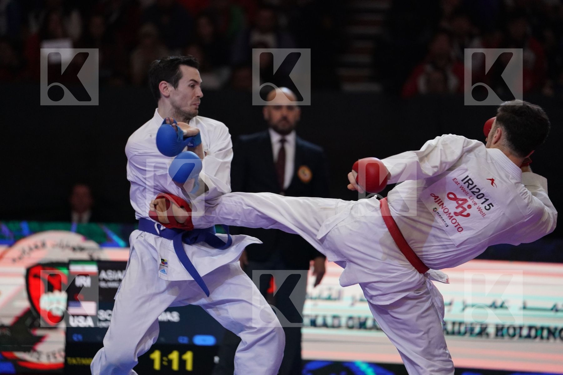ASIABARI ALI ASGHAR (ISLAMIC REPUBLIC OF IRAN) VS SCOTT THOMAS (USA) in Senior Kumite -75 Kg - Bronze bout