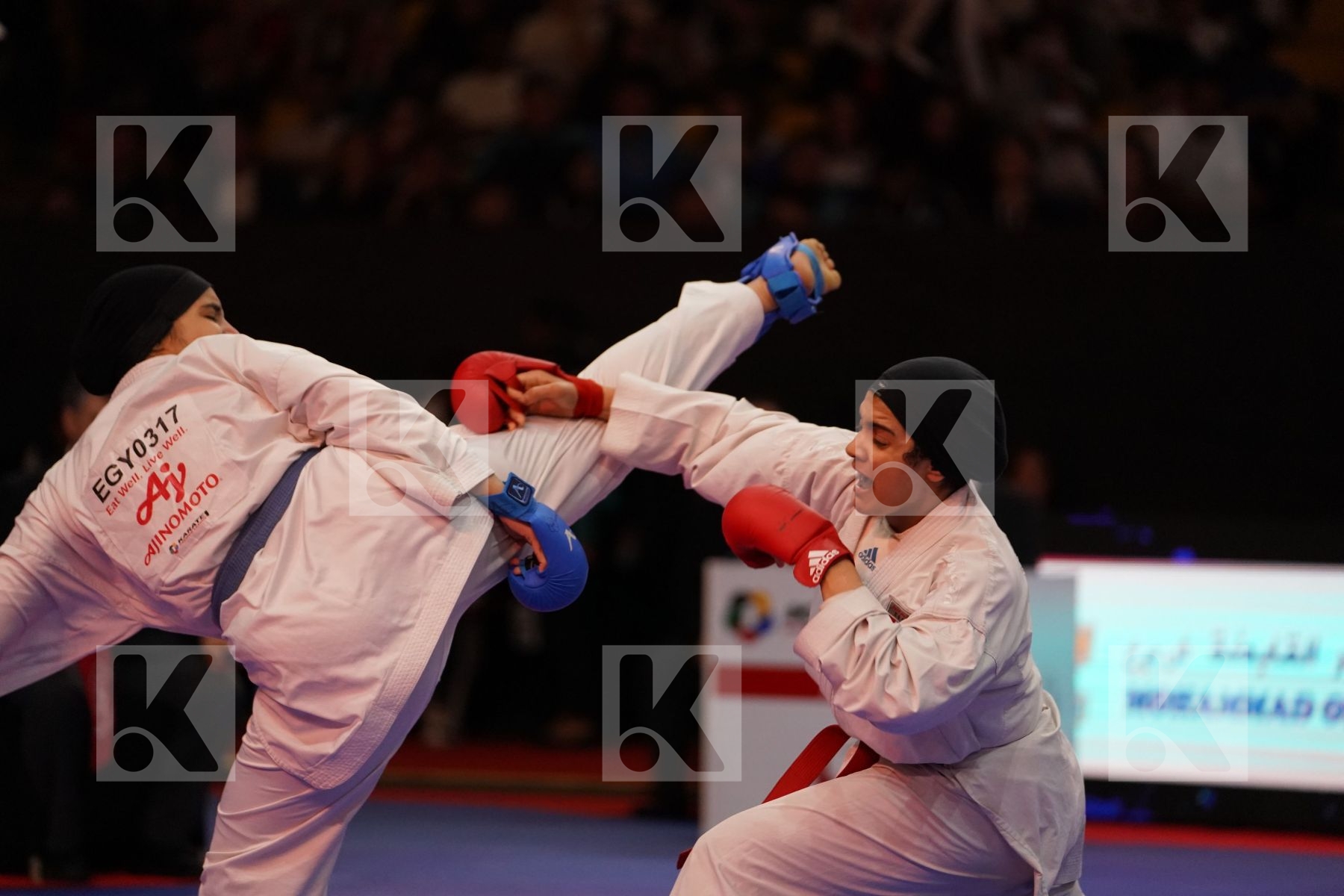 OKILA MENNA SHAABAN (EGYPT) VS MOHAMED AISHA (EGYPT) in Senior Kumite 68+ Kg - Bronze bout