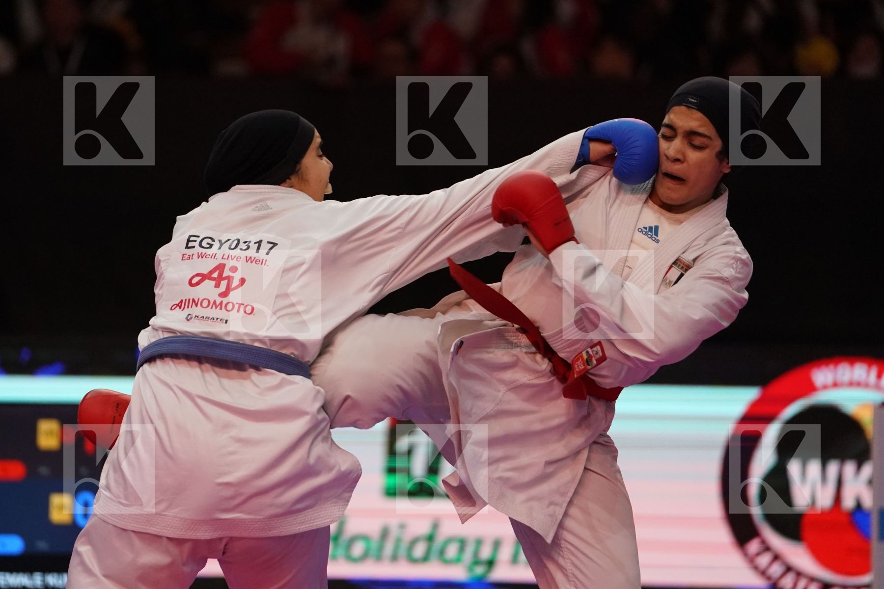 OKILA MENNA SHAABAN (EGYPT) VS MOHAMED AISHA (EGYPT) in Senior Kumite 68+ Kg - Bronze bout