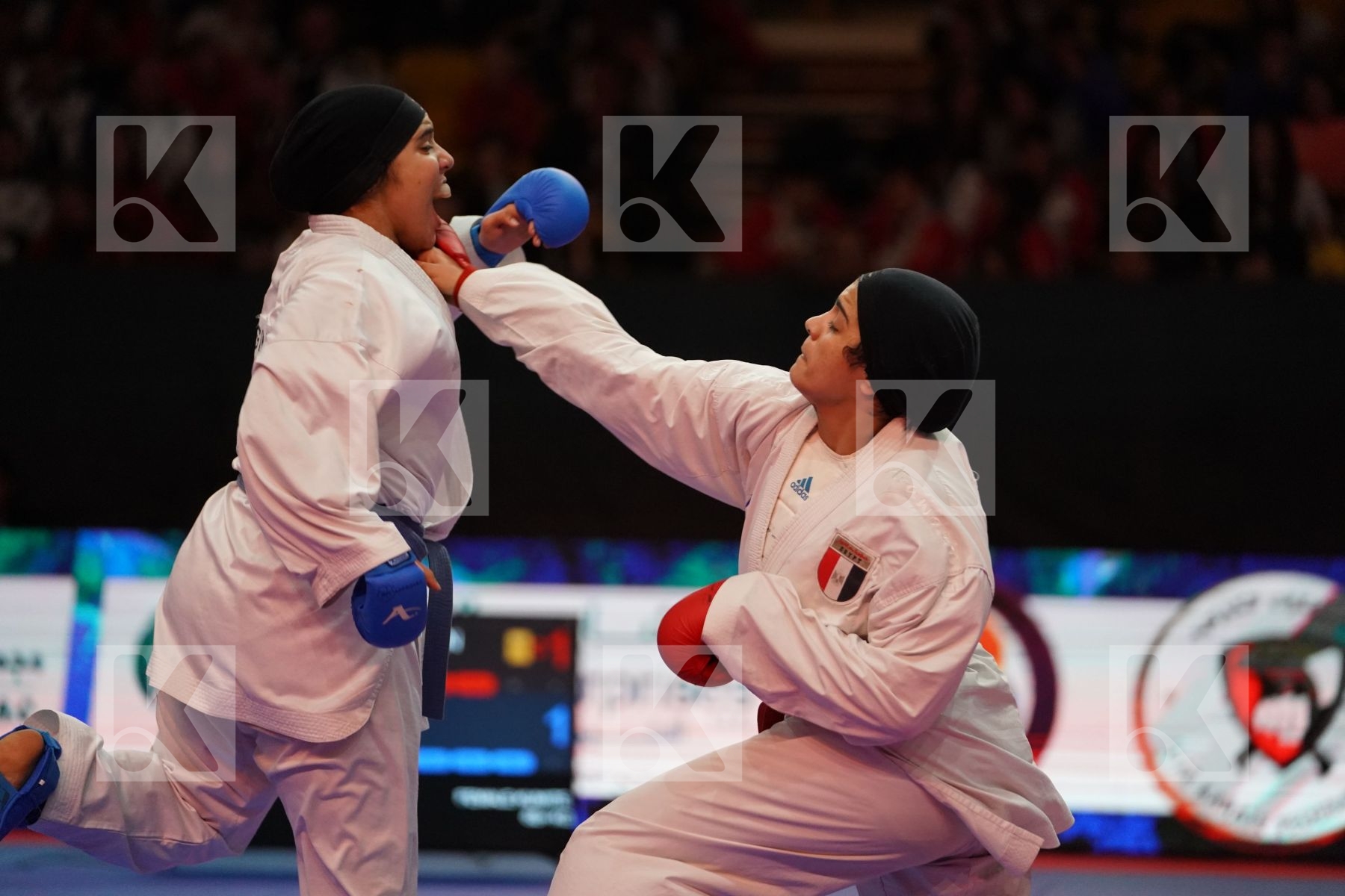 OKILA MENNA SHAABAN (EGYPT) VS MOHAMED AISHA (EGYPT) in Senior Kumite 68+ Kg - Bronze bout