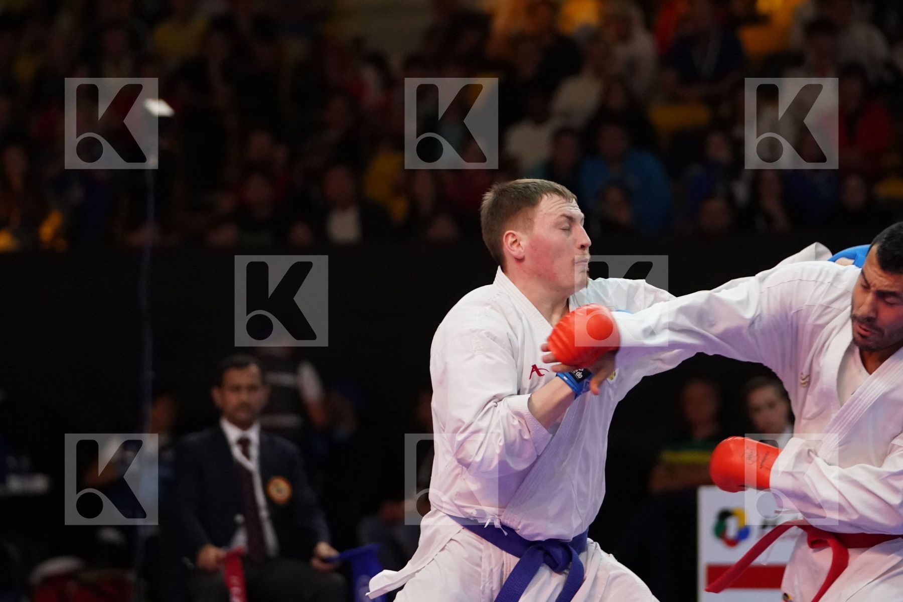 GANJZADEH SAJAD (ISLAMIC REPUBLIC OF IRAN) VS PSHENITSYN ALEXANDER (RUSSIA) in Senior Kumite 84+ Kg - Bronze bout