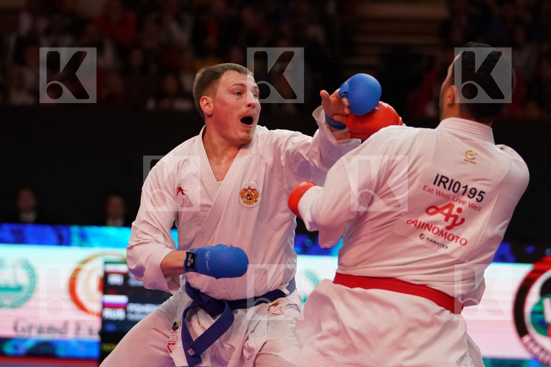 GANJZADEH SAJAD (ISLAMIC REPUBLIC OF IRAN) VS PSHENITSYN ALEXANDER (RUSSIA) in Senior Kumite 84+ Kg - Bronze bout