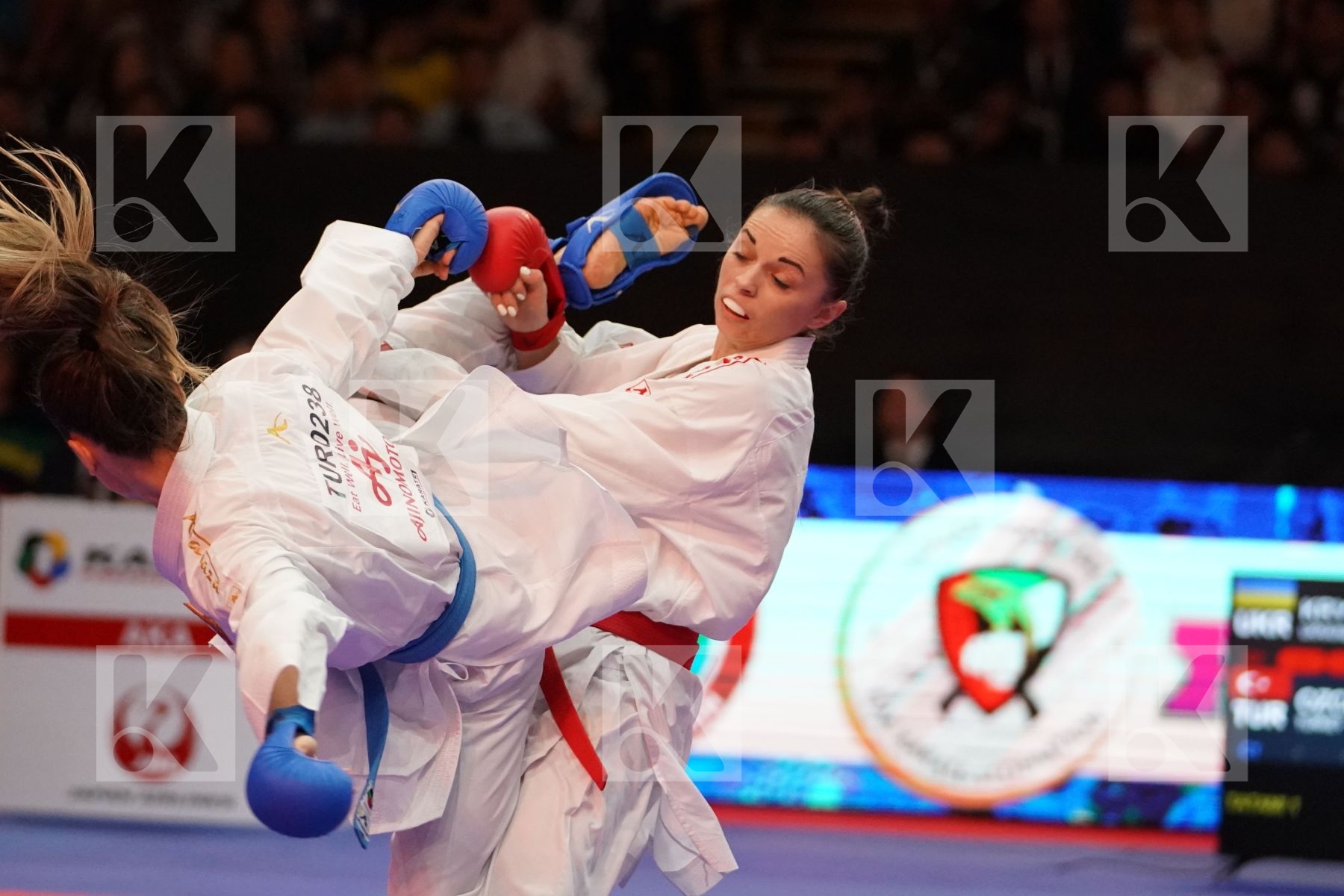 KRYVA KATERYNA (UKRAINE) VS OZCELIK ARAPOGLU SERAP (TURKEY) in Senior Kumite -50 Kg - Gold bout