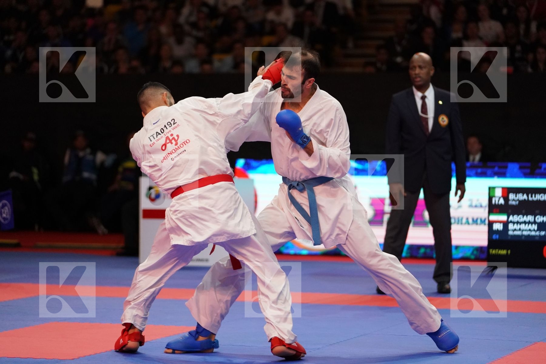 BUSA LUIGI (ITALY) VS ASGARI GHONCHEH BAHMAN (ISLAMIC REPUBLIC OF IRAN) in Senior Kumite -75 Kg - Gold bout