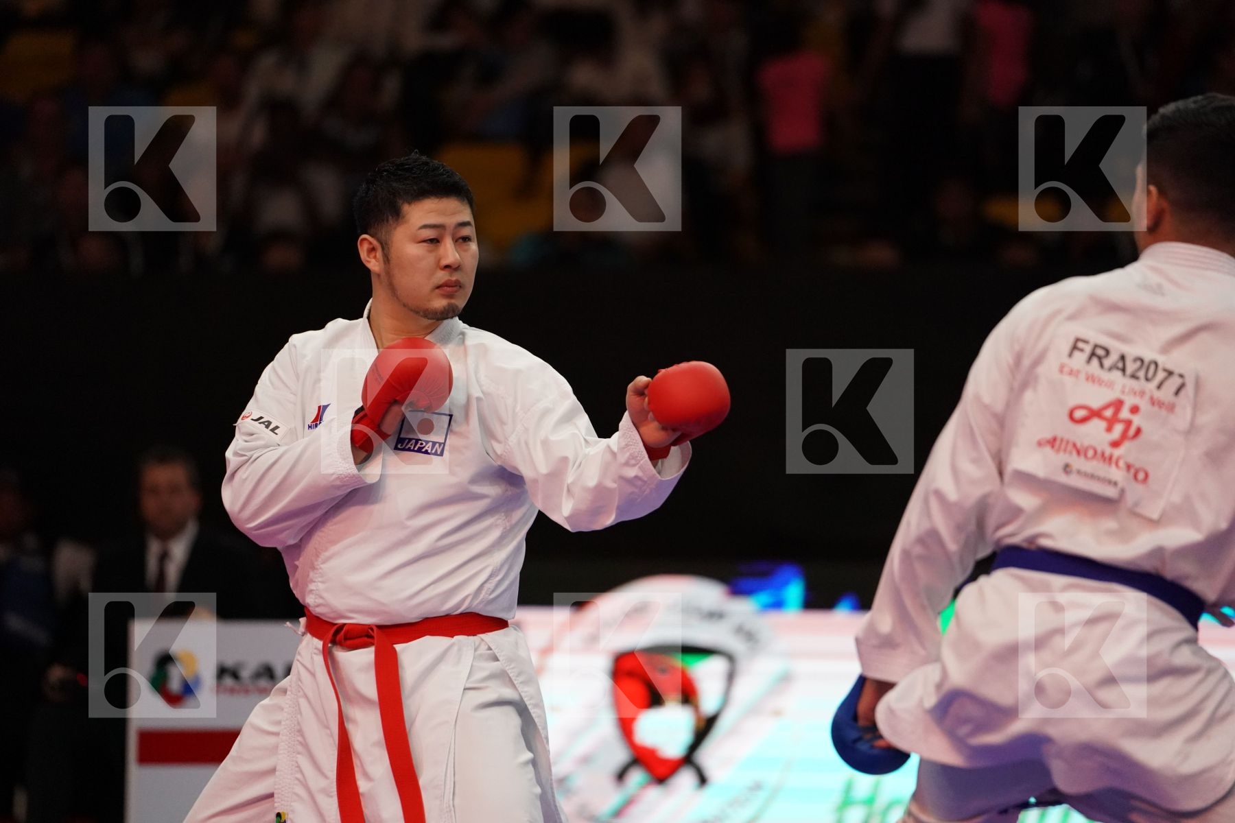 KAGAWA HIDEYOSHI (JAPAN) VS FILALI MEHDI (FRANCE) in Senior Kumite 84+ Kg - Gold bout
