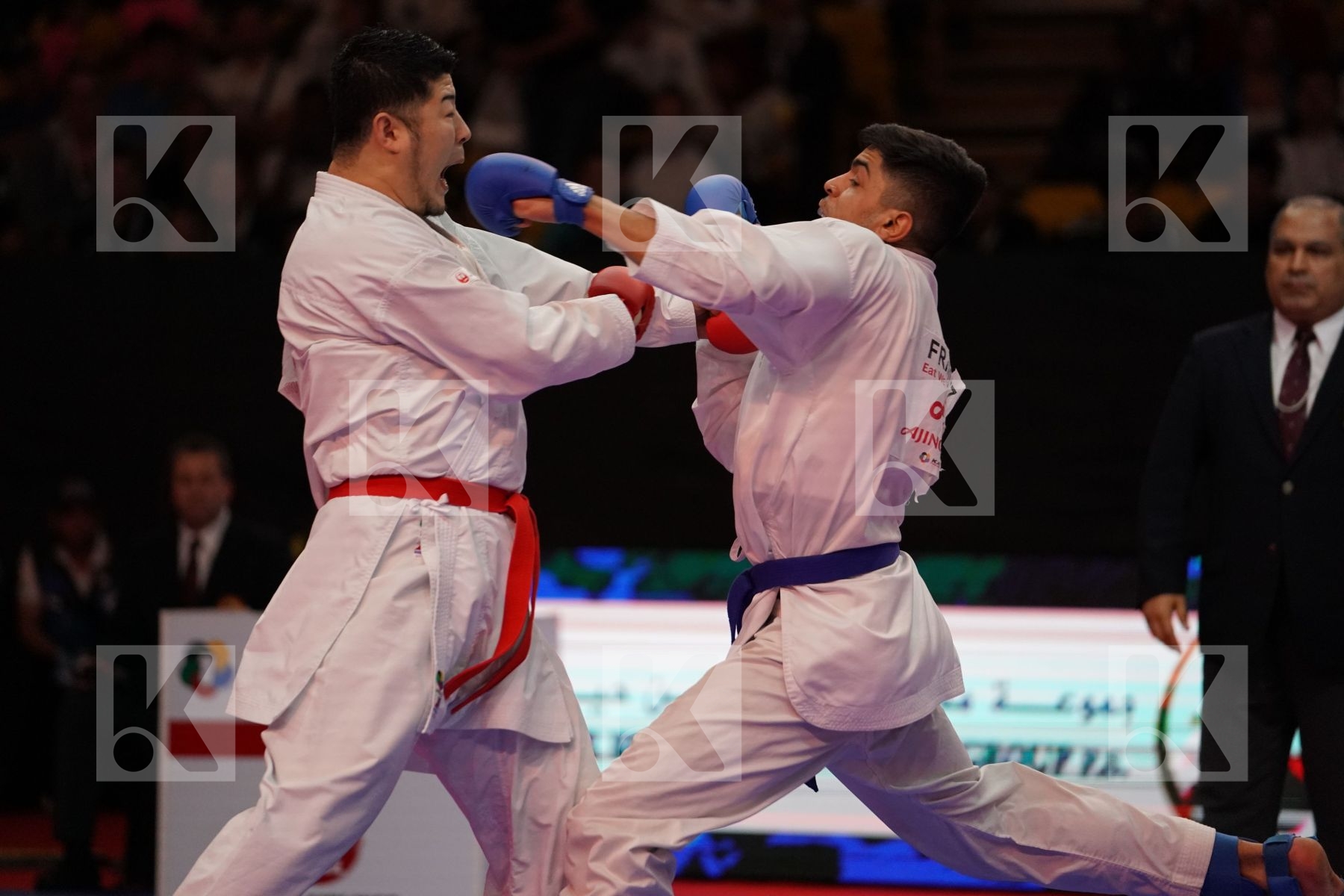 KAGAWA HIDEYOSHI (JAPAN) VS FILALI MEHDI (FRANCE) in Senior Kumite 84+ Kg - Gold bout